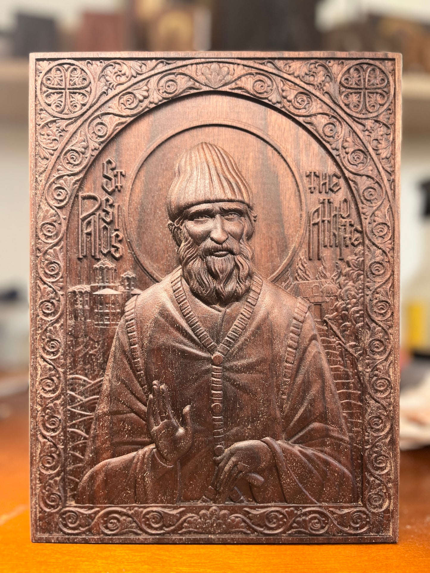 St Paisios The Athonite - 4.5 x 6 (Walnut)
