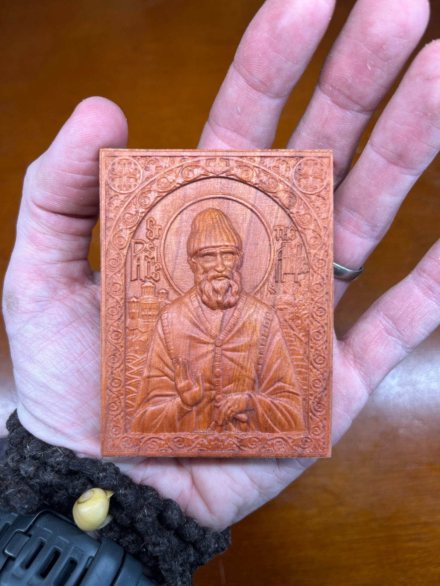 St Paisios The Athonite - Traveler Icon (Cherry)