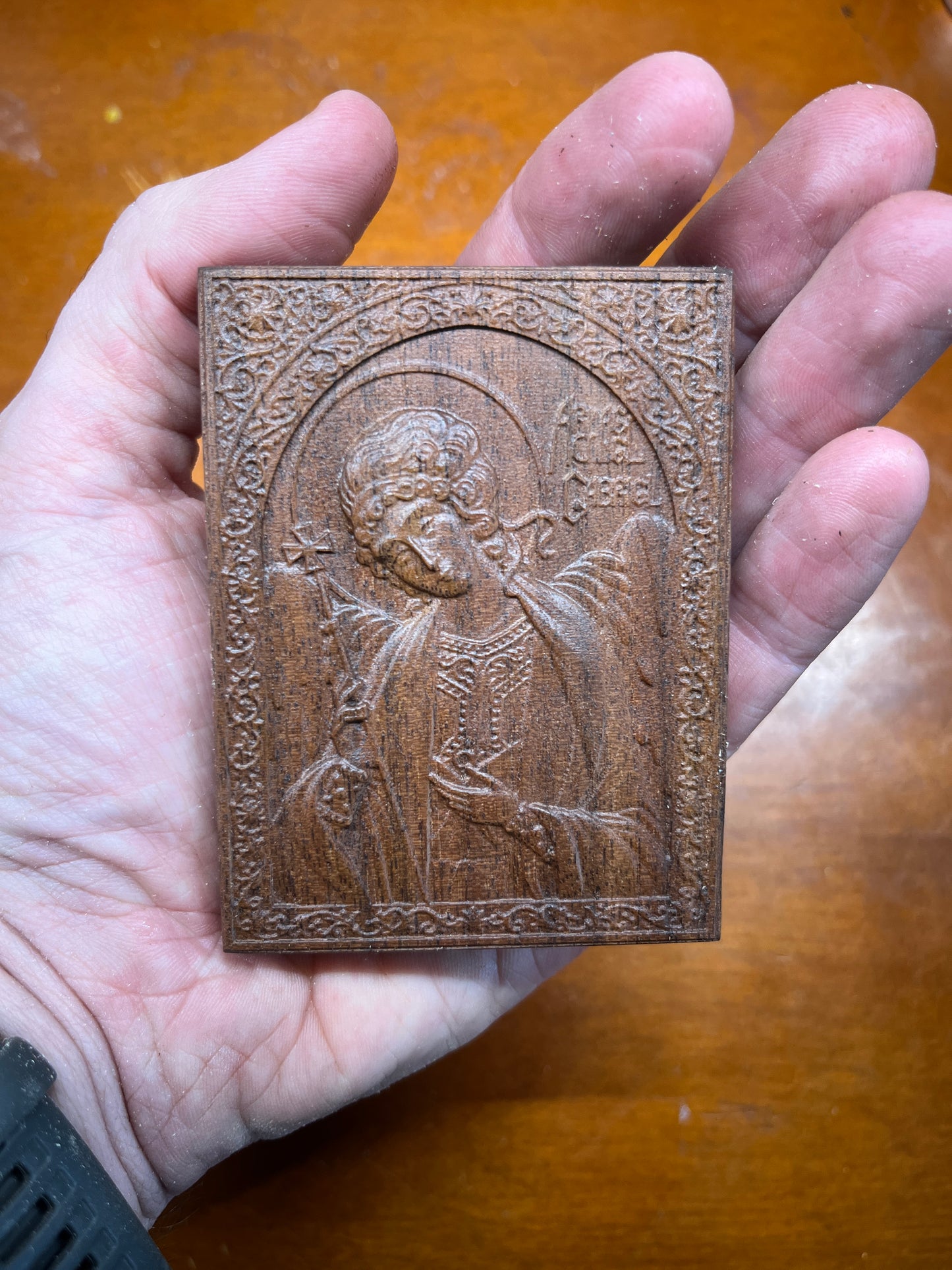 Archangel Gabriel - Traveler Icon (Walnut)