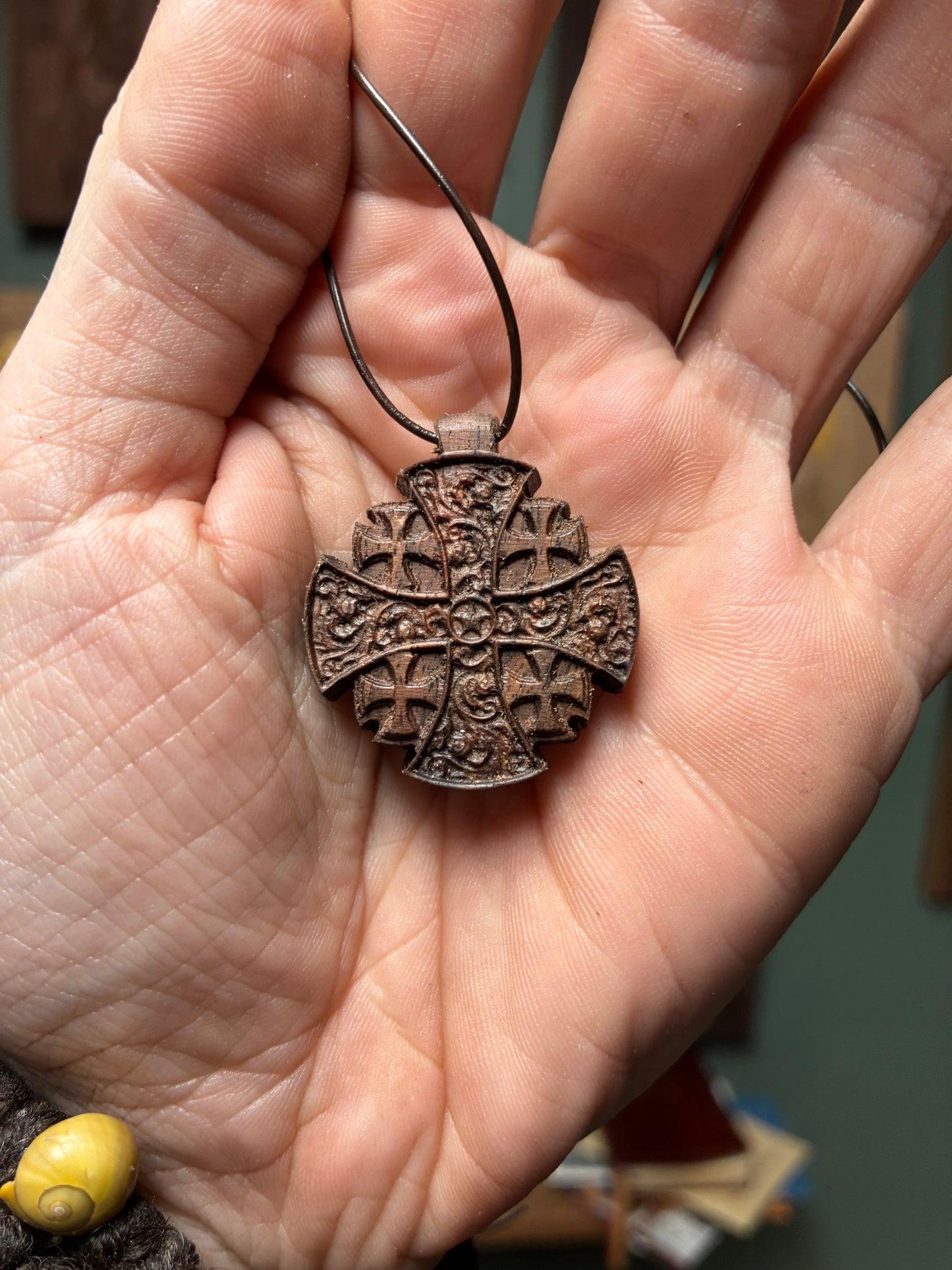 Georgian Cross - Pendant (Walnut)