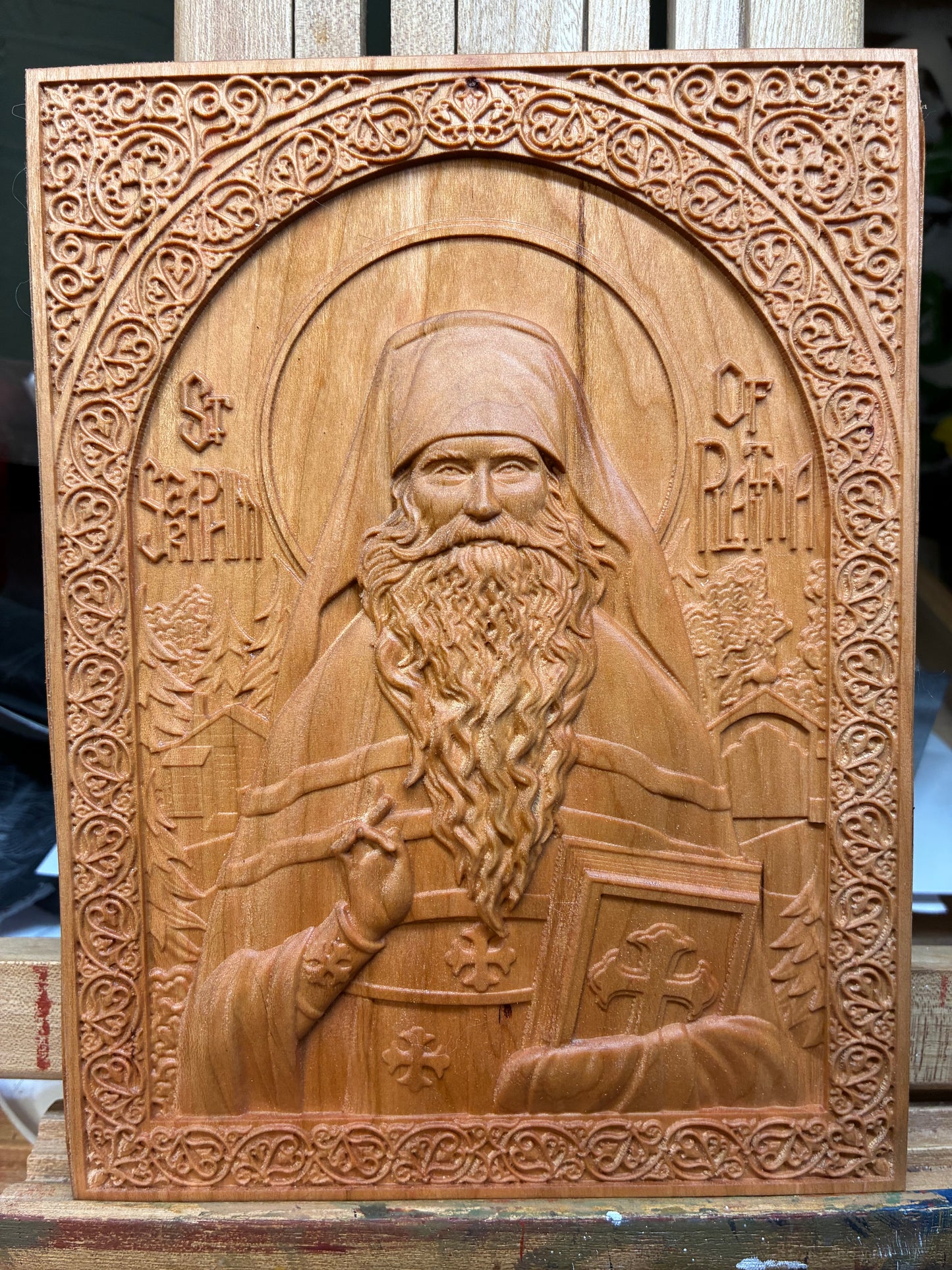 St Seraphim Rose - 3.75 x 5 (Cherry)