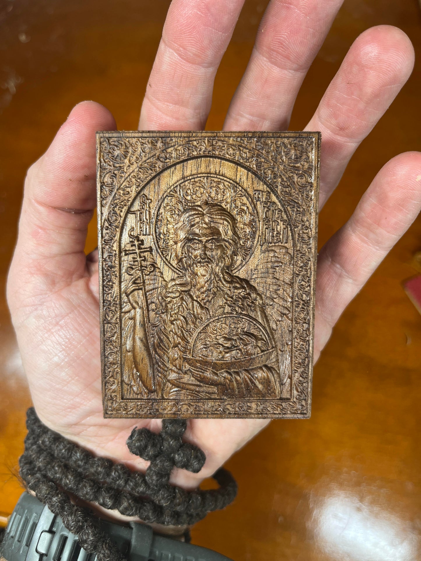 St John The Forerunner - Traveler Icon (Walnut)