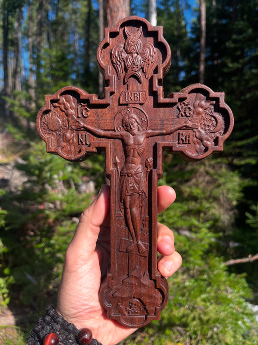 Crucifix Icon - 8" (Walnut)