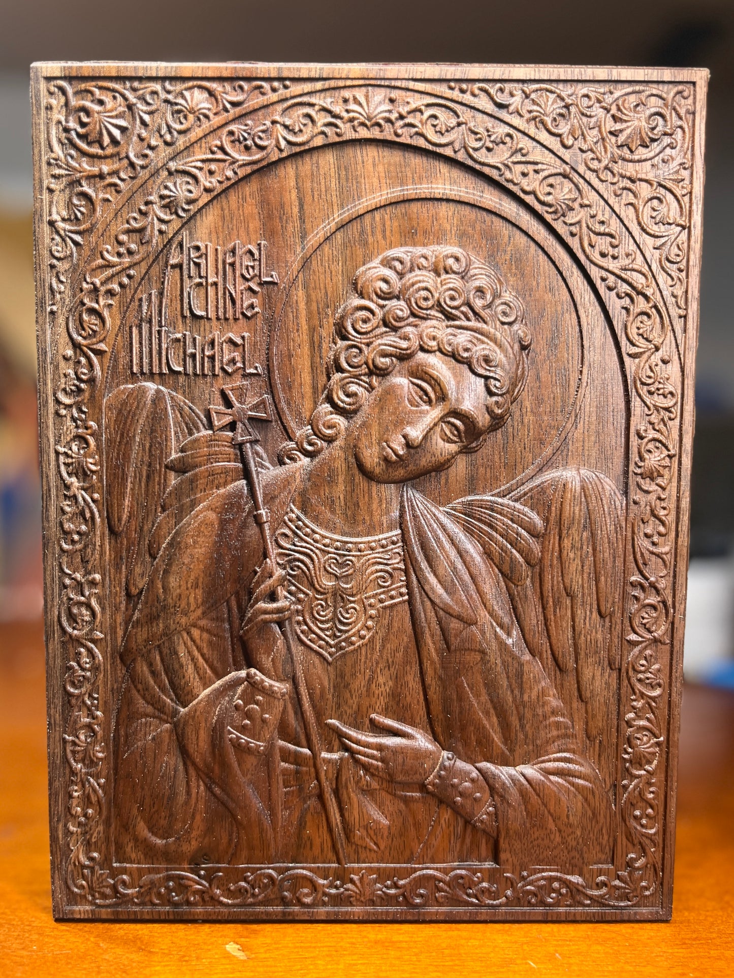 Archangel Michael - 12 x 16 (Walnut)
