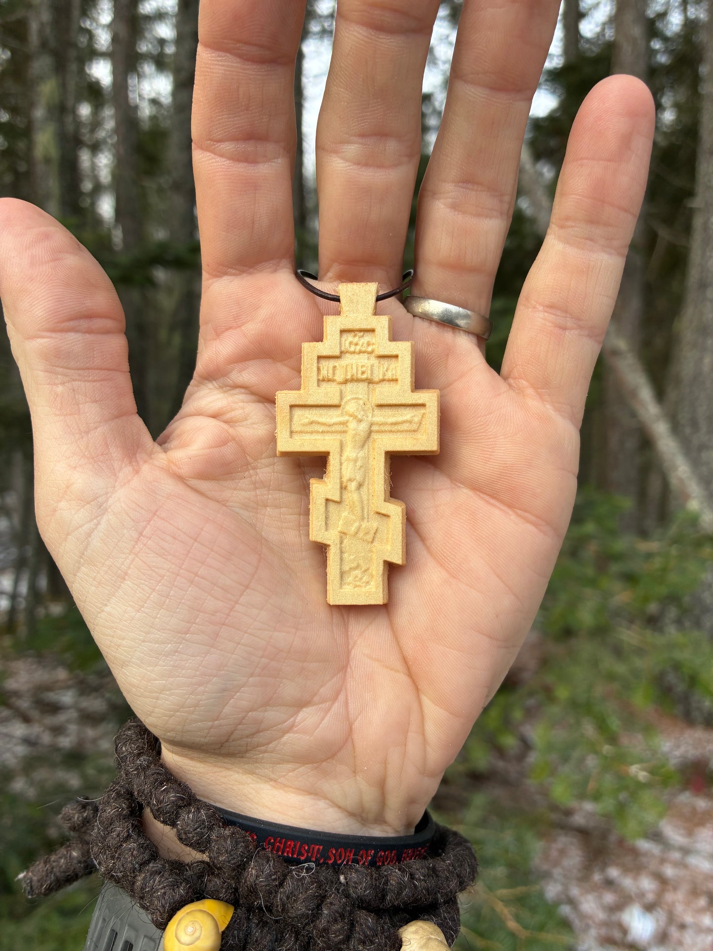 3 Bar Crucifix Pendant - Maple