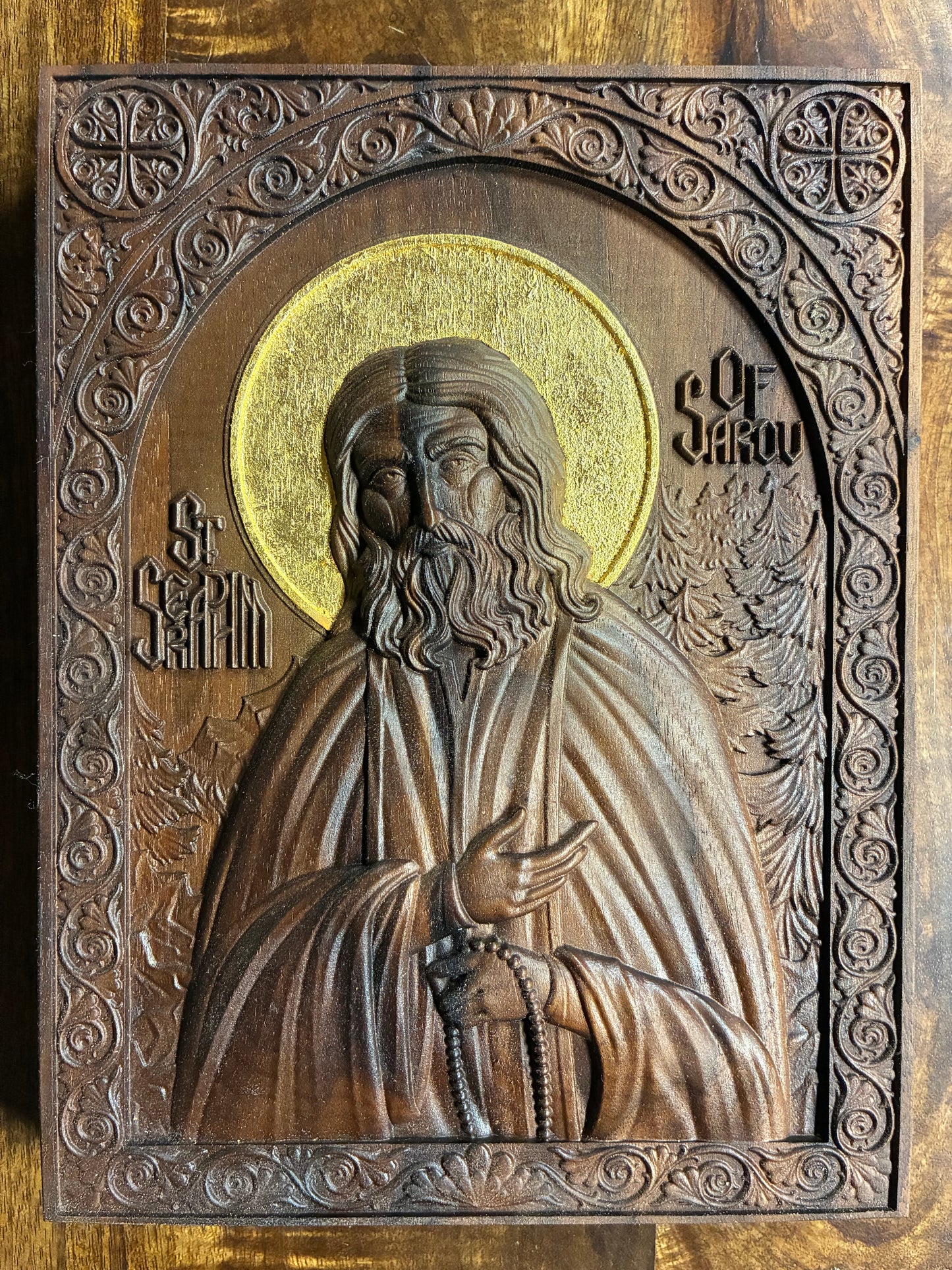 St Seraphim of Sarov - 5.25 x 7 (Walnut)