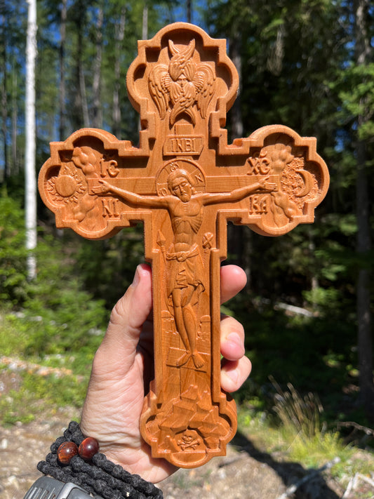 Crucifix Icon - 10" (Cherry)