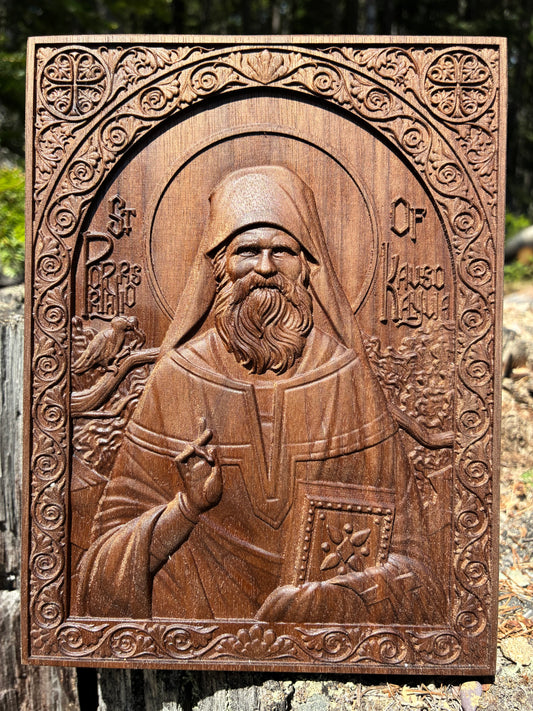 St Porphyrios of Kavsokalyvia - 3.75 x 5 (Walnut)