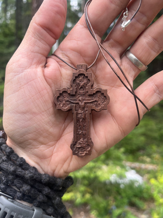 Crucifix Pendant - Walnut
