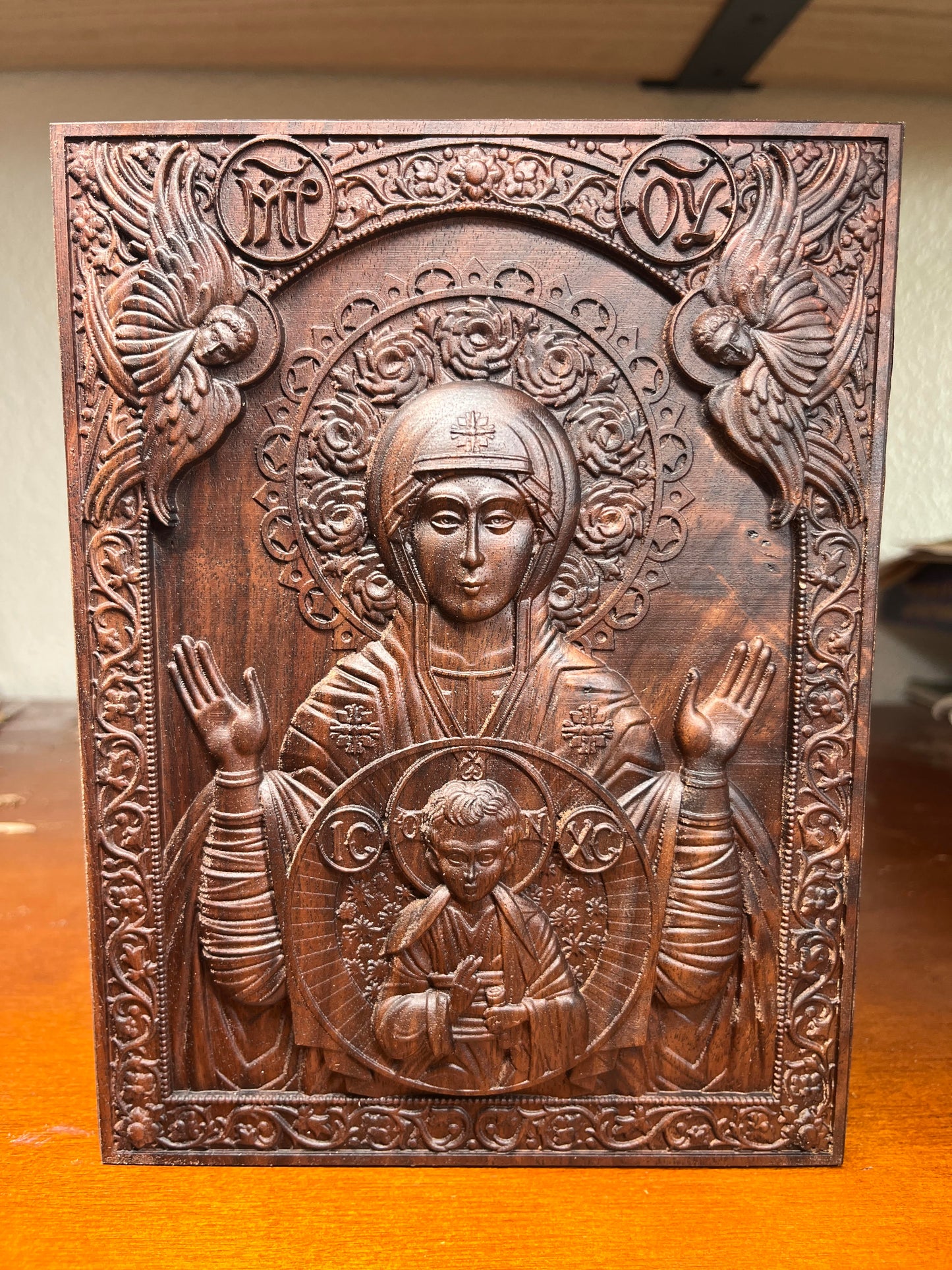 Our Lady of The Sign - 6x8 (Walnut)