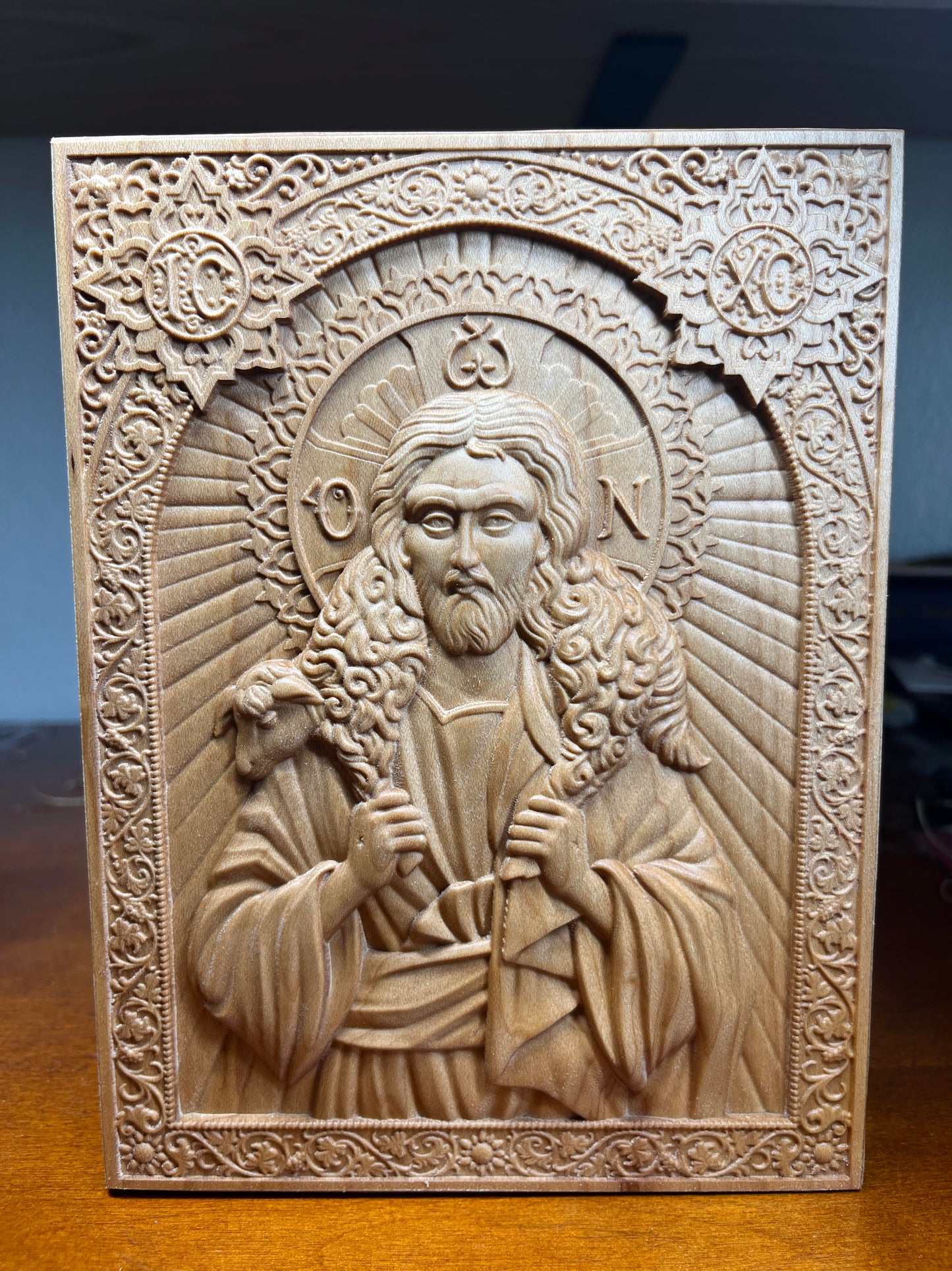 Christ The Good Shepherd - 3.75 x 5 (Maple)