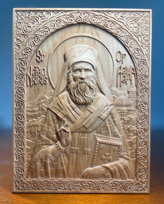 St Nektarios of Aegina - 12 x 16 (Maple)