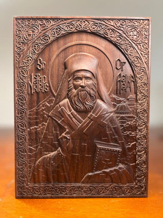 St Nektarios of Aegina - 12 x 16 (Walnut)