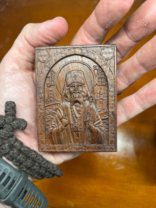 St John The Wonderworker - Traveler Icon (Walnut)